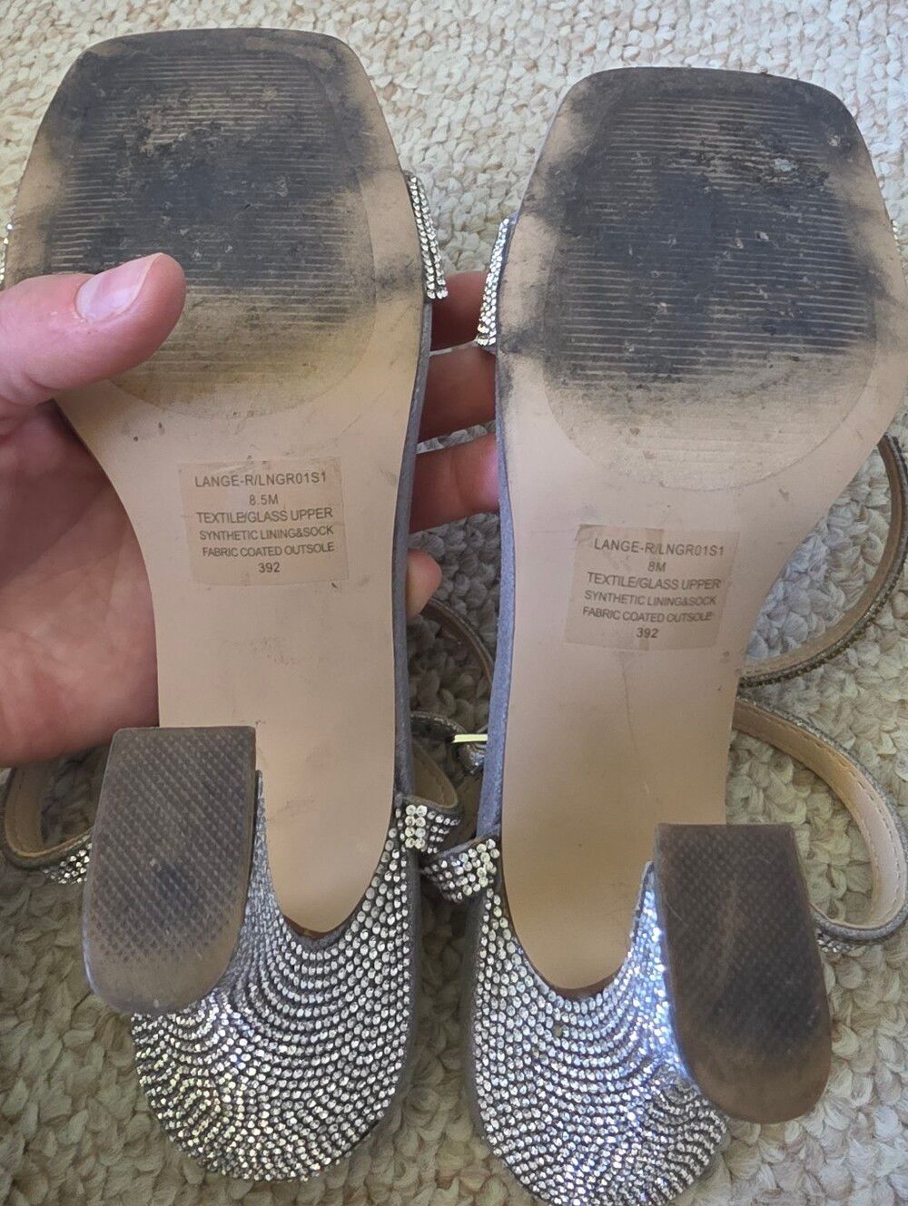 Steve Madden Lange Glam Heels Silver Rhinestones Size 8 - Picture 9 of 14